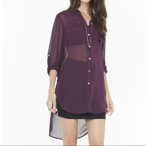 Express Sheer Chiffon Tunic Shirt